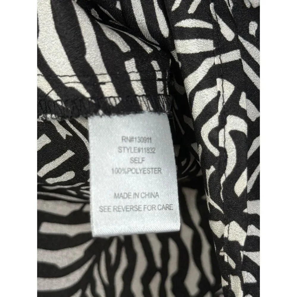 Daniel Rainn Black White Abstract Geometric Peplum‎ Top
